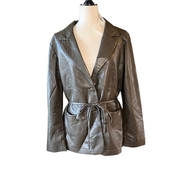 7 For All Mankind Jackets & Blazers - 7 for all mankind faux leather tie waist blazer col. Deep lichen size XL